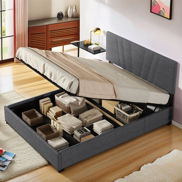 Latitude Run?? Full Size Bed Frame with Lifting Storage and Tufted